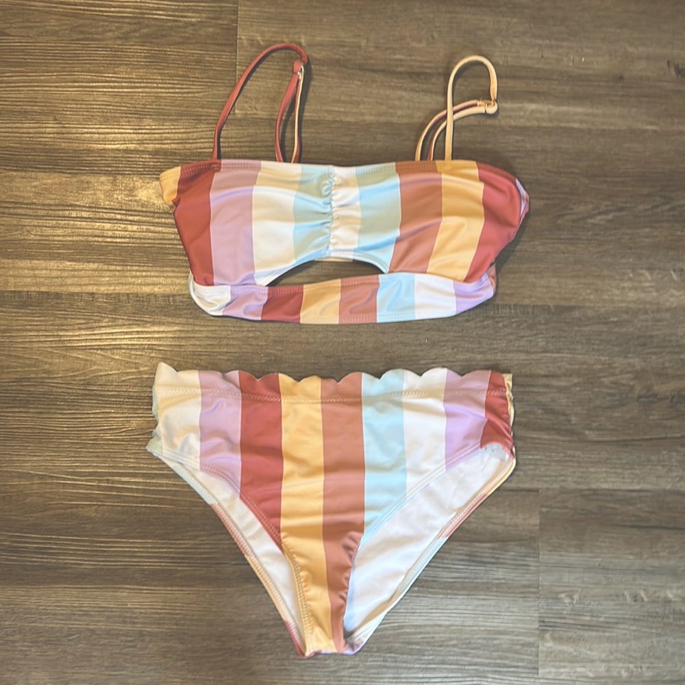 Two piece bathing suit multi color